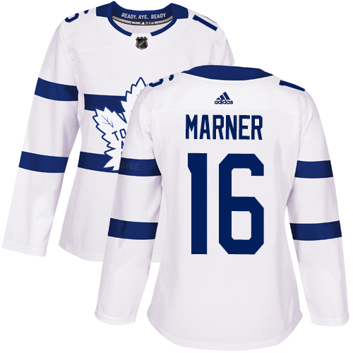 Adidas Maple Leafs #16 Mitchell Marner White Authentic 2018 Stadium Series Women's Stitched NHL Jersey - Click Image to Close